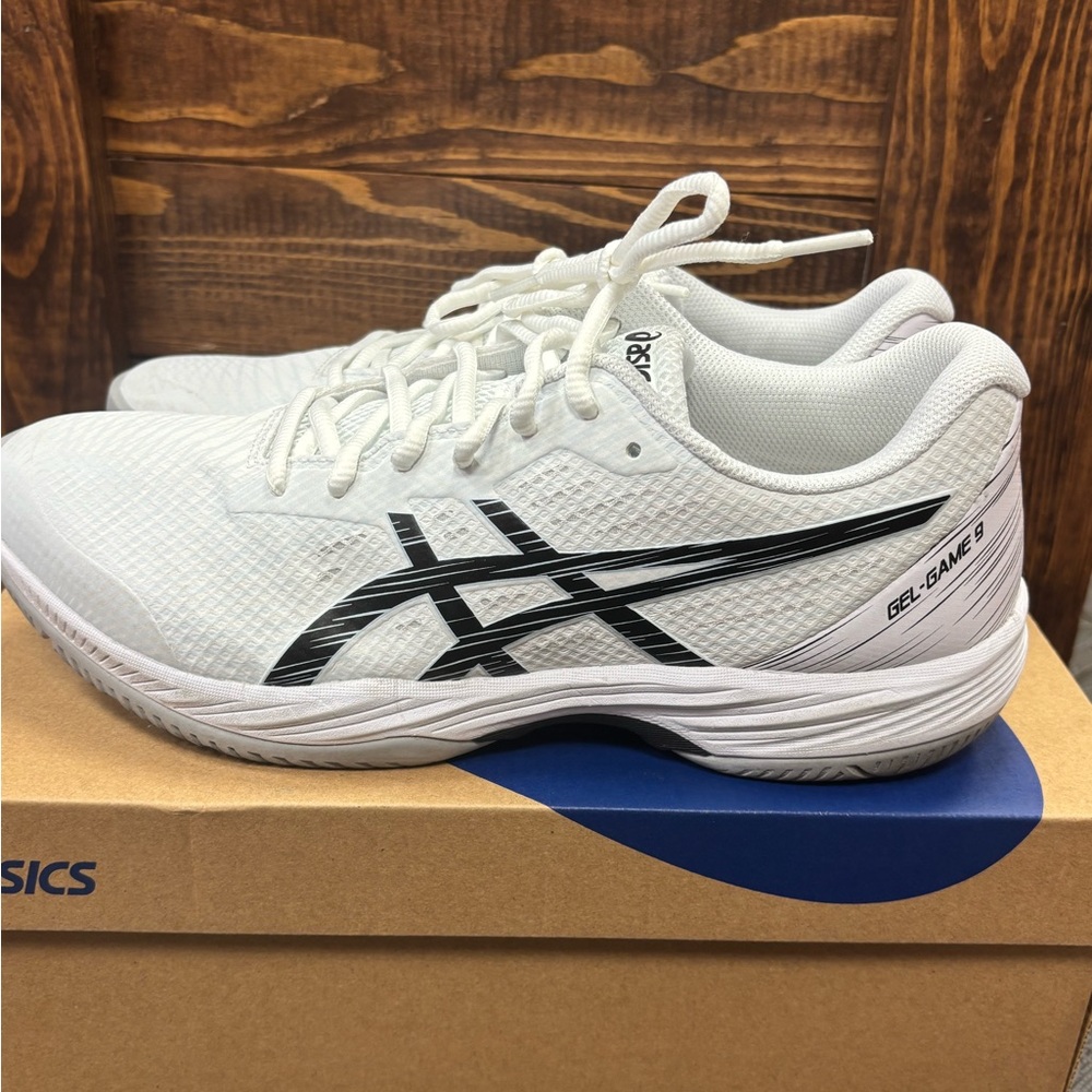 ASICS Men's White and Black Gel-Game 9 Shoes